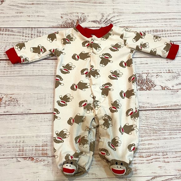 Sock Monkey Footed Pajamas - Picture 1 of 4